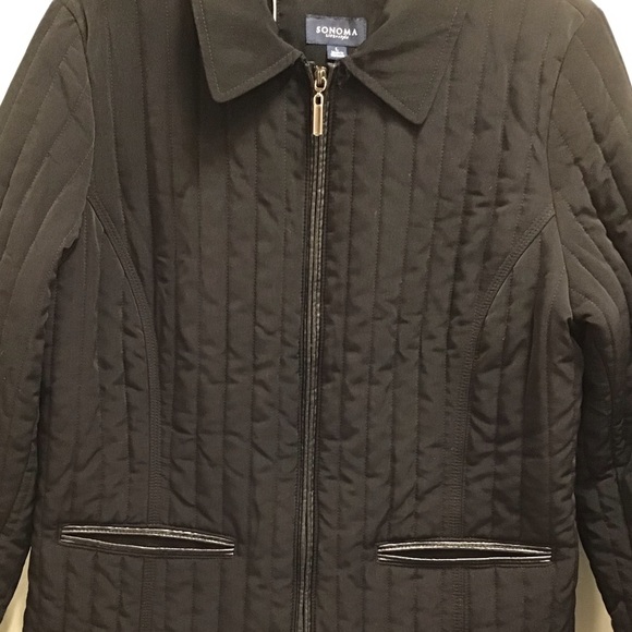 Sonoma Quilted Zip Front Insulated Black Jacket Large - Picture 9 of 14